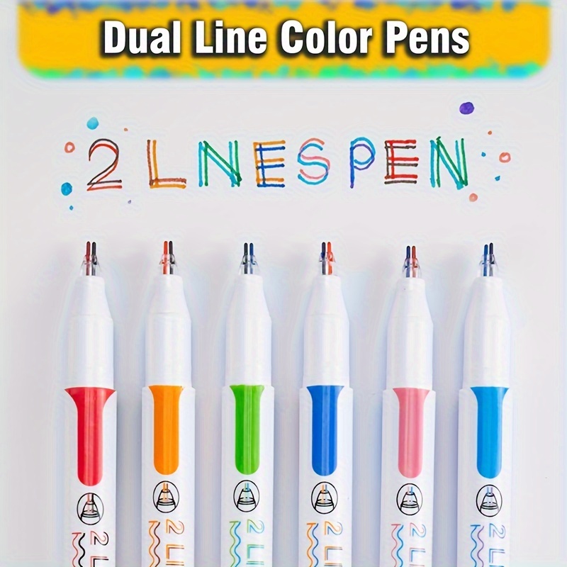 Double Line Stereo Effect Colorful Gel Pens Christmas - Temu