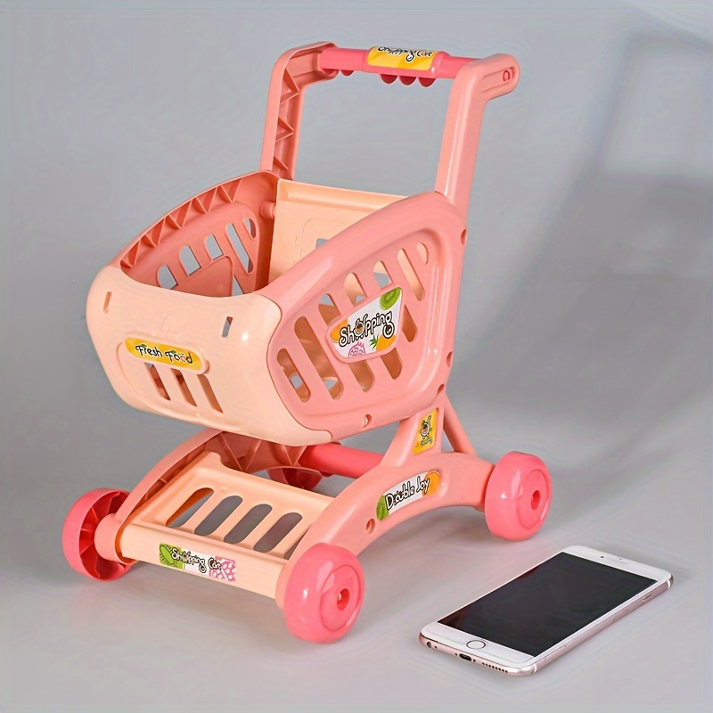 Kids Fashion Decorations Mini Cart Toy Children Shopping Trolley Play Set  Fruit Vegetables Handcart