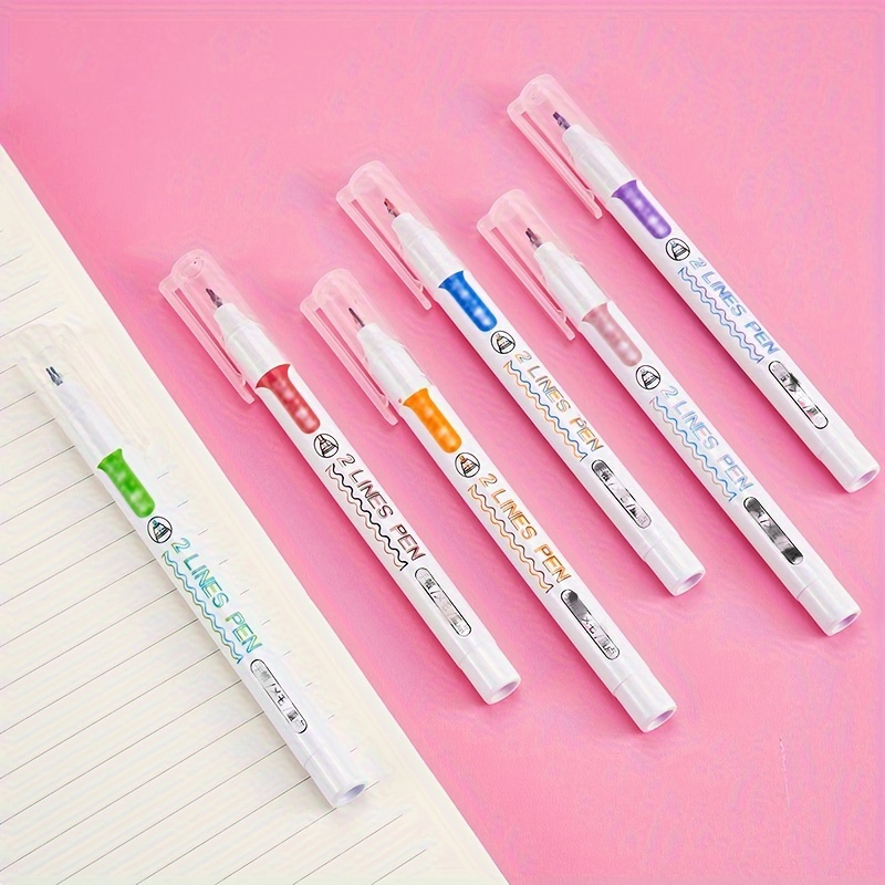 Double Line Stereo Effect Colorful Gel Pens - Temu