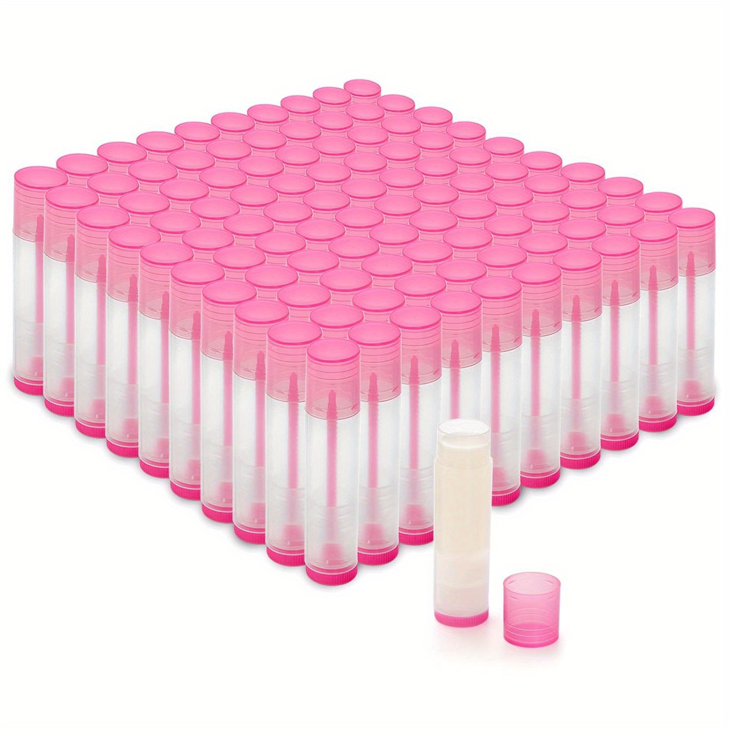 

30/50/100pcs Lip Balm Tubes Empty, 5.5ml Lip Balm Container With Caps, Lipstick Tube - Pink - Travel Accessories