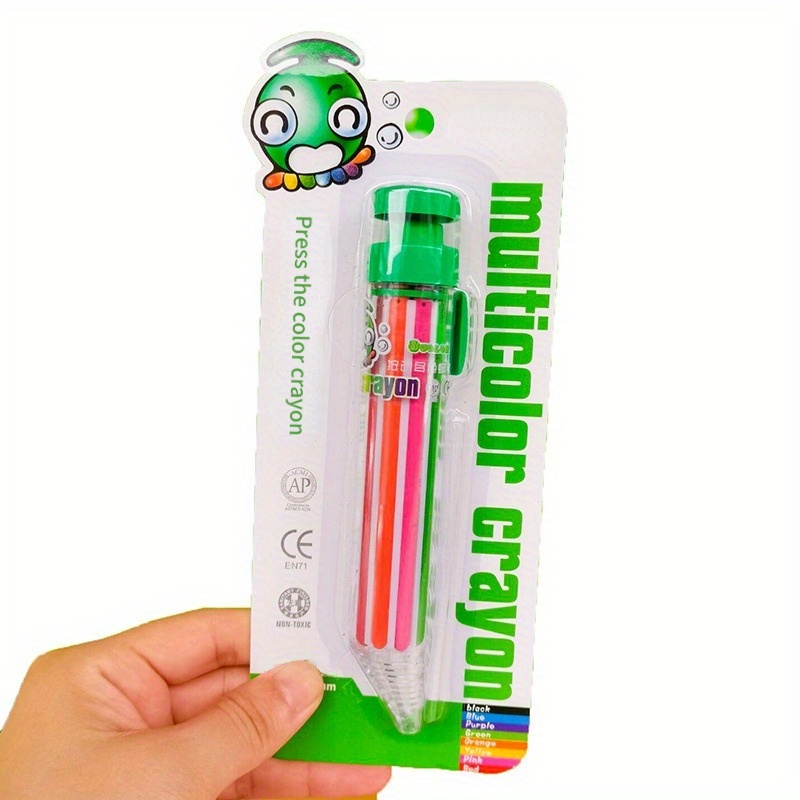 Dengmore Crayons Coloring Kit Rotating Multi Color Crayon Does Not Dirty Hand Crayon 8 Color Press Rotating Crayon, Adult Unisex, Size: 15, Blue