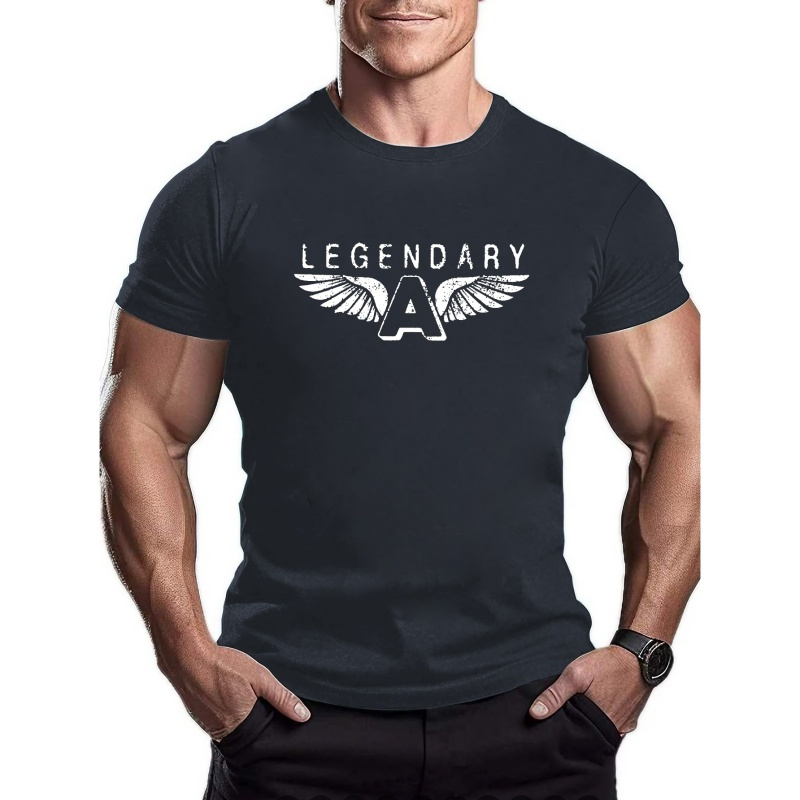 

Legendary A Print Tees For Men, Casual Quick Drying Breathable T-shirt, Short Sleeve T-shirt For Summer