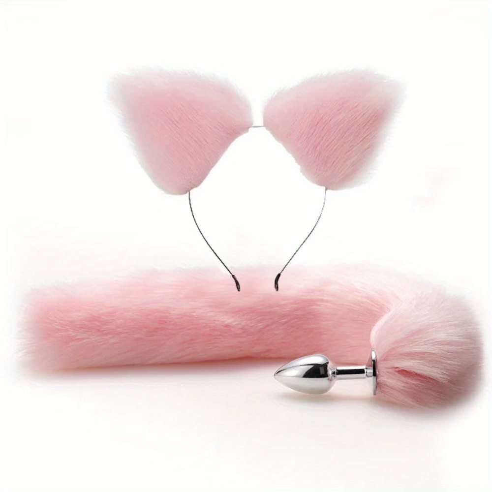 Metal Anal Butt Plug Furry Long Fox Tail Bunny Adult Toy Smooth Stainless  Steel