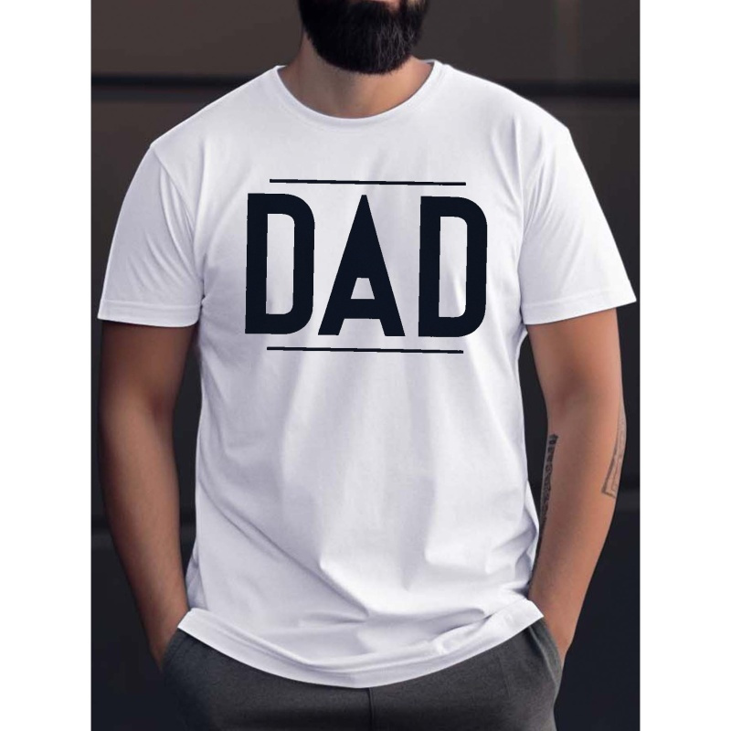 

Men's Stylish Dad Pattern Shirt, Casual Breathable Crew Neck Short Sleeve Tee Top For City Walk Street Hanging Outdoor Activities