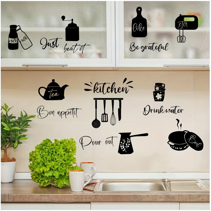 Comprar Etiqueta de la pared de la cocina de la sartén feliz de dibujos  animados para la decoración del armario del refrigerador de la cocina  calcomanías artísticas pegatinas removibles para el hogar