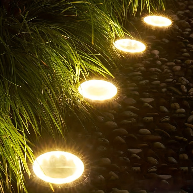 Confezione da 4 luci solari da esterno, luci solari da giardino decorative  per paesaggio, vialetto, vialetto, patio, cortile e prato, (luce calda)