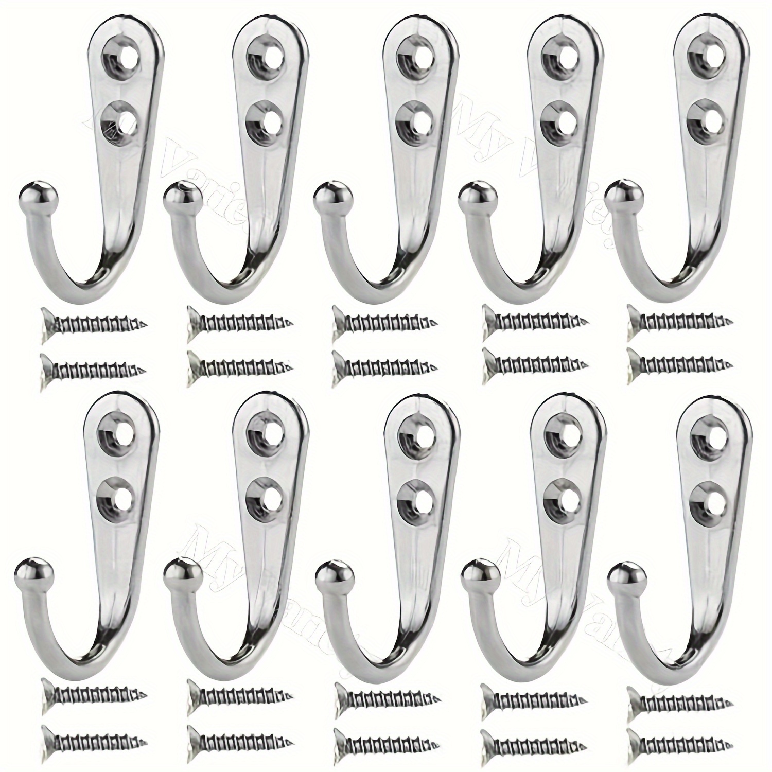 

10pcs Wall Hanger Hooks, Stainless Steel Coat Hat Clothes Robe Holder Rack Hook