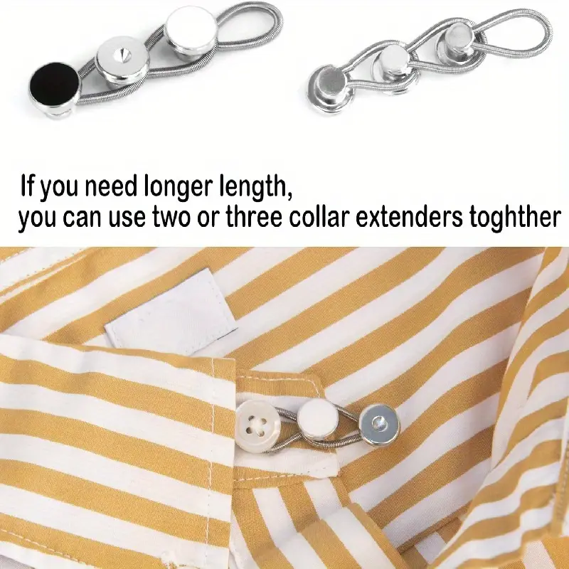 3pcs Button Extender Shirt Collar Extenders Elastic Button Cuff