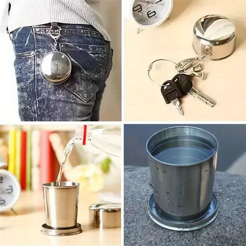 2pcs Stainless Steel Telescopic Cup Portable Mini Folding Mug
