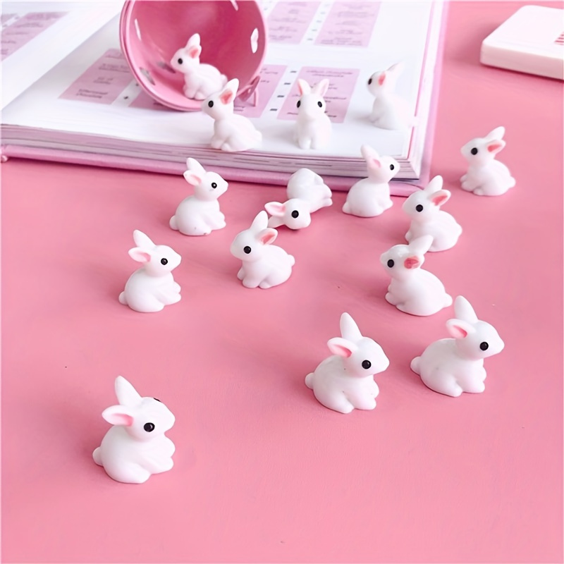 10pcs miniature easter rabbit figurine mini resin bunny ornament for diy miniature landscape mini house decor for home room living room office decor christmas valentines day new year gift
