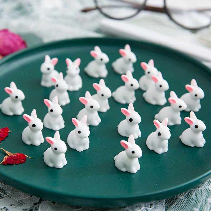 10pcs miniature easter rabbit figurine mini resin bunny ornament for diy miniature landscape mini house decor for home room living room office decor christmas valentines day new year gift