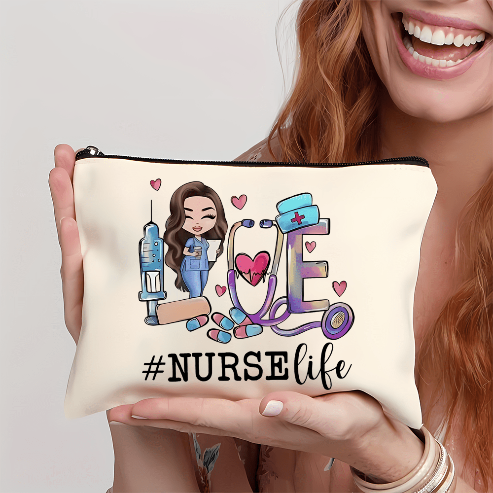 

Cartoon Nurse Pattern Storage Pouch, Lightweight Versatile Carry On Bag, Gift Bag For International Nurses Day