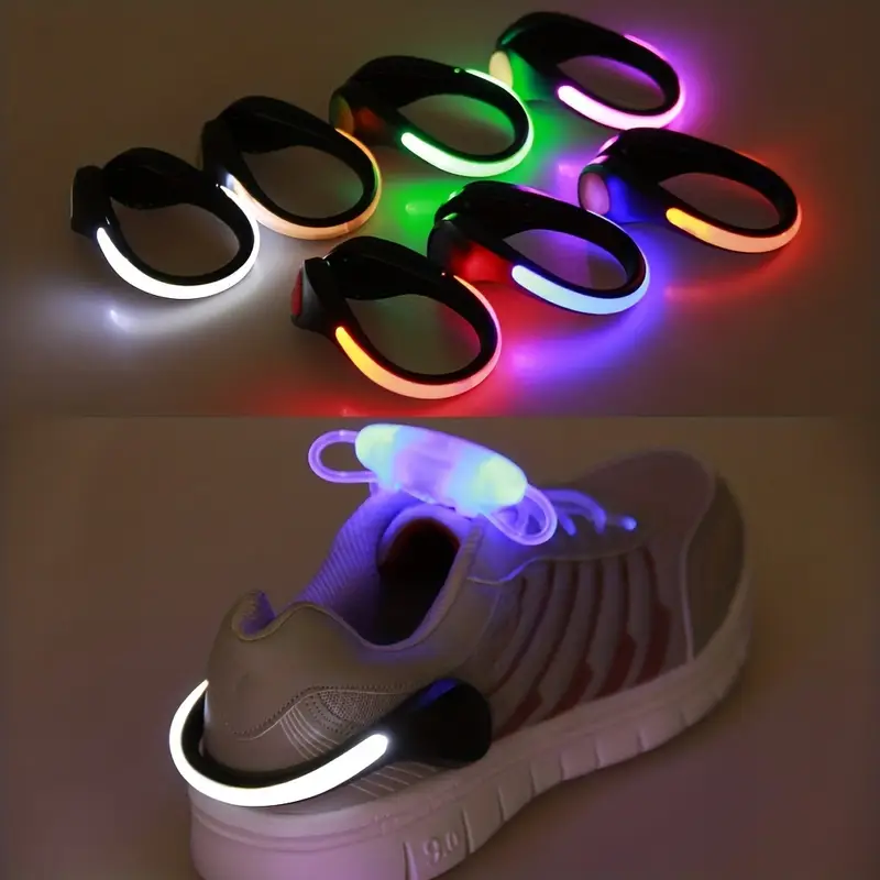 1pc led shoe light clip for night running 1pc led shoe light clip 2 cr2032 battery powered abs material non rechargeable single color lighting 36v or lower operating voltage electronic components included ideal for night sports details 2
