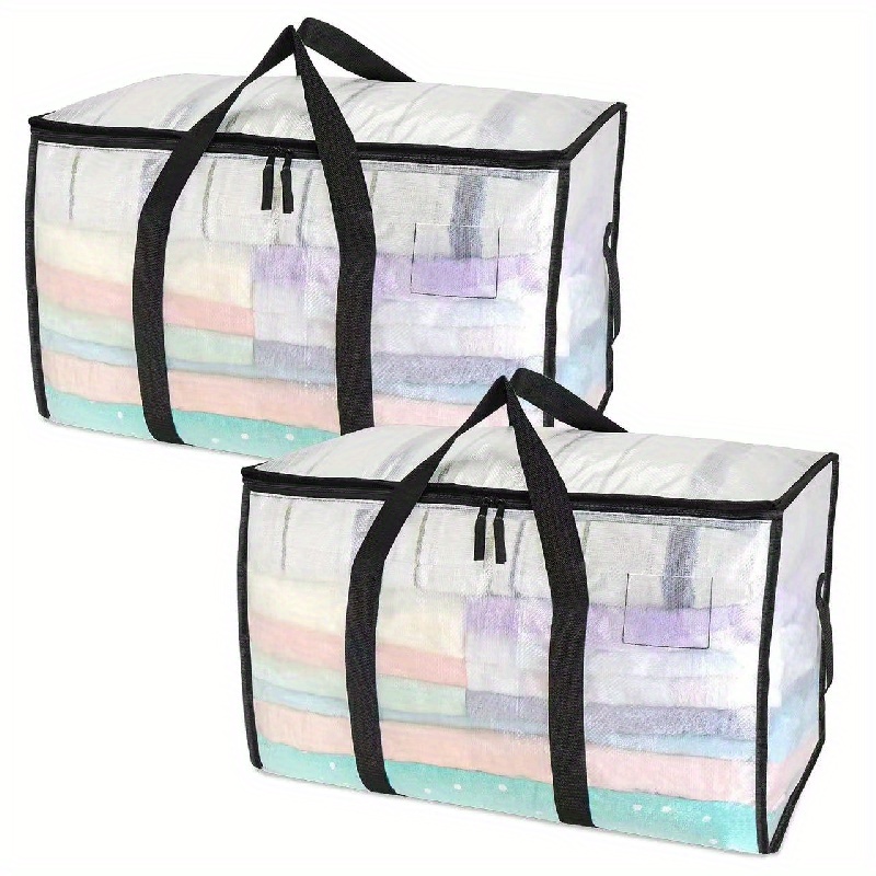 Pack Of 2 Storage Bags With Zipper - Large Storage Bag For Clothes,  Bedding, Quilts, Blankets And Moving