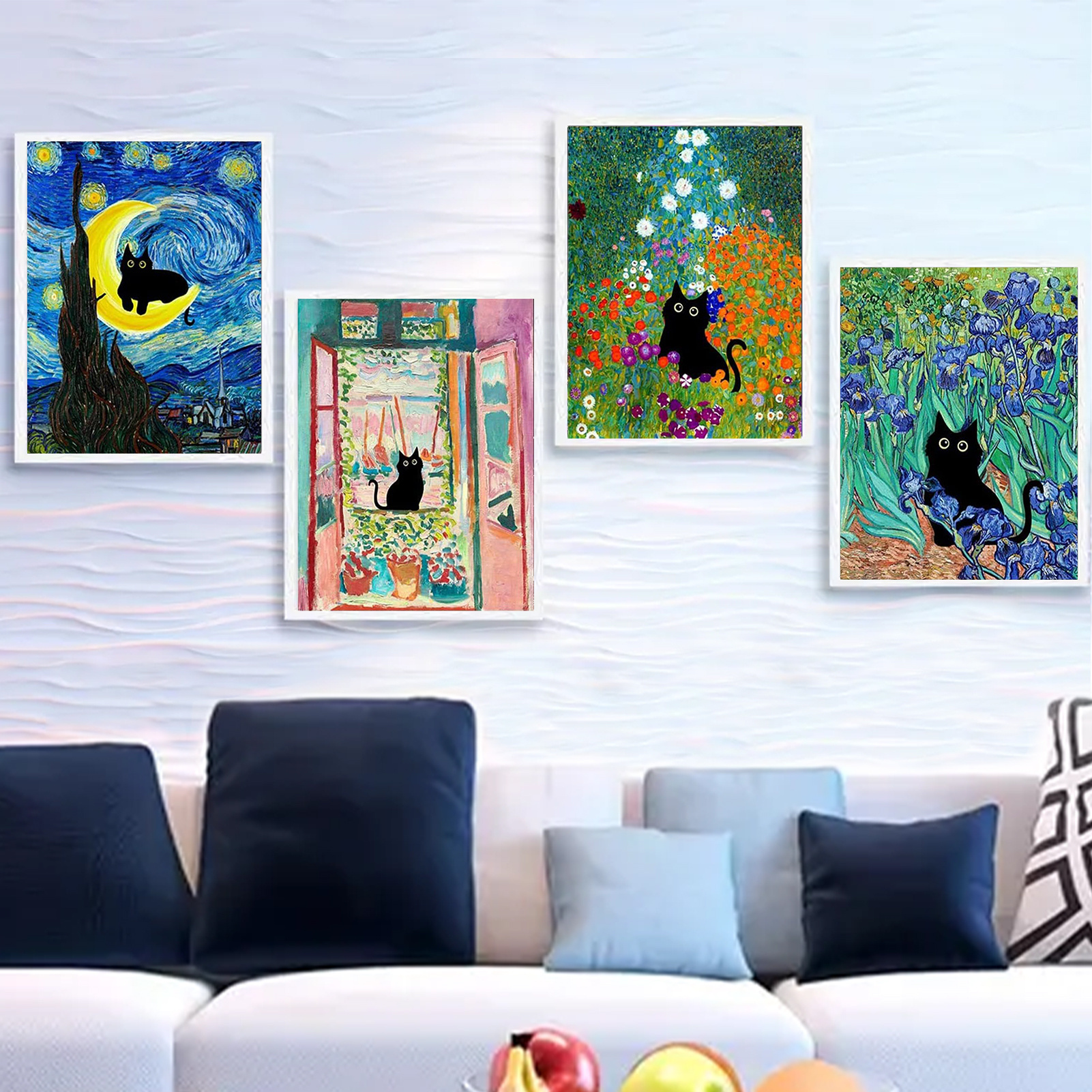 4pcs Starry Night Garden Black Cat Paint By Number Kit For Adults Without  Frame, 30x40cm/11.8