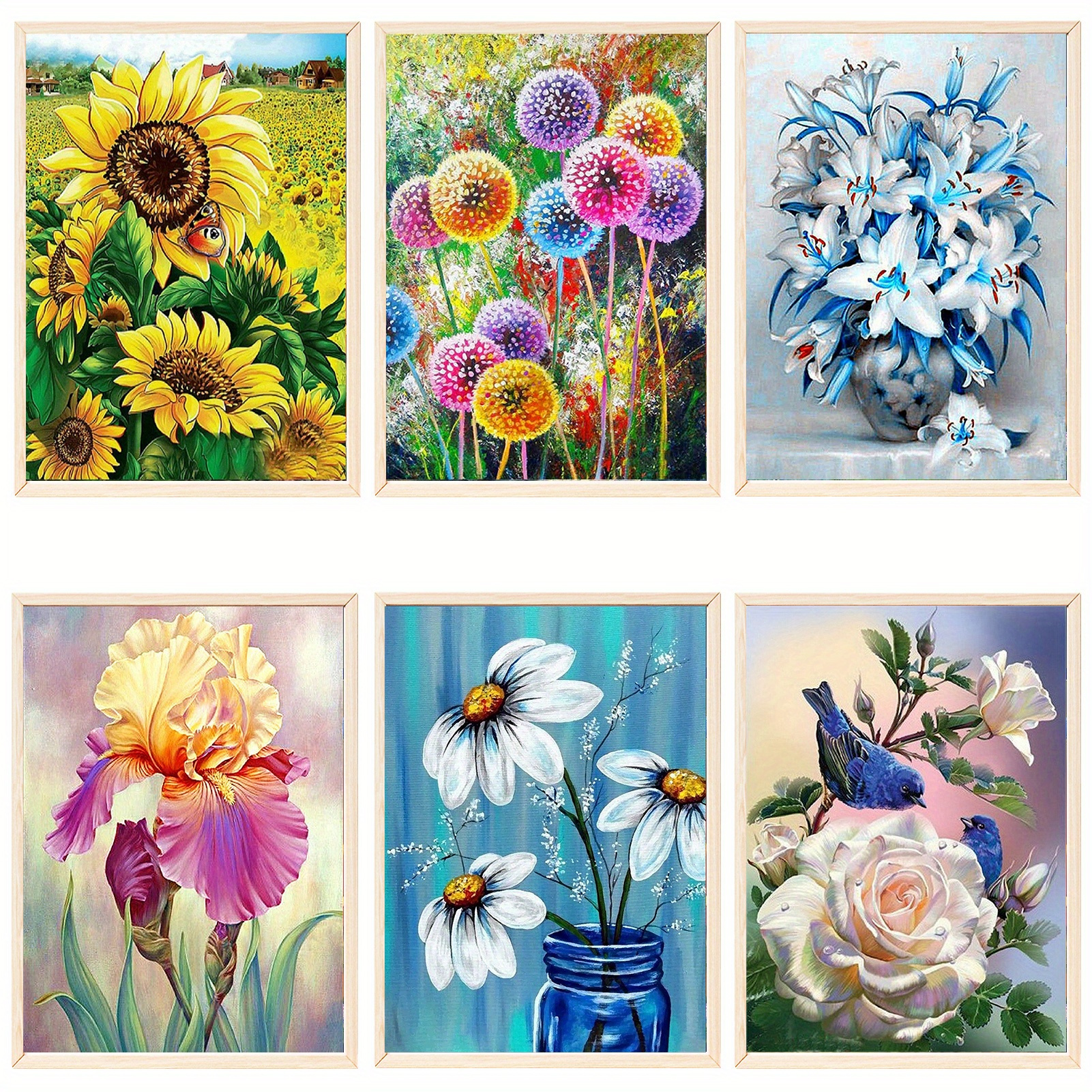 Paquete De Pinturas Al Óleo De Flores Para Colorear Por Números