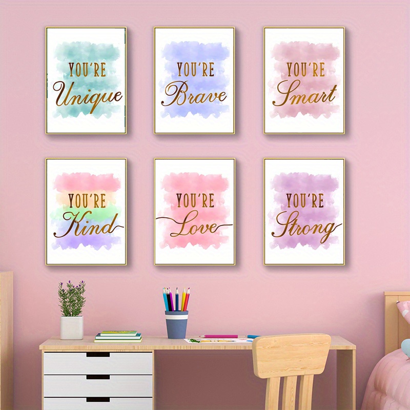 Positive Sentences Canvas Wall Art Colourful Inspirational Temu