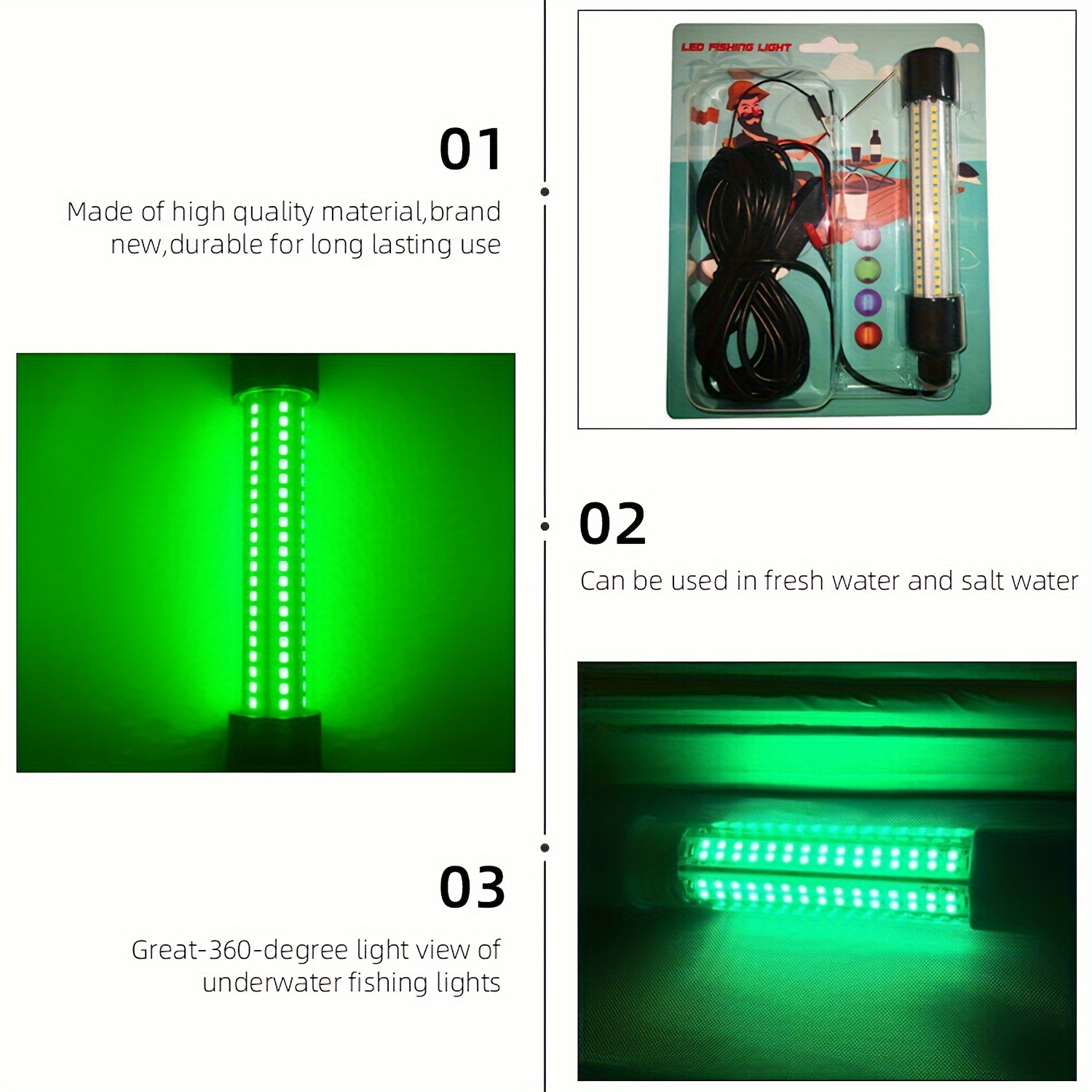 12v Led Underwater Fishing Light Stick Squid Prawn Fish - Temu
