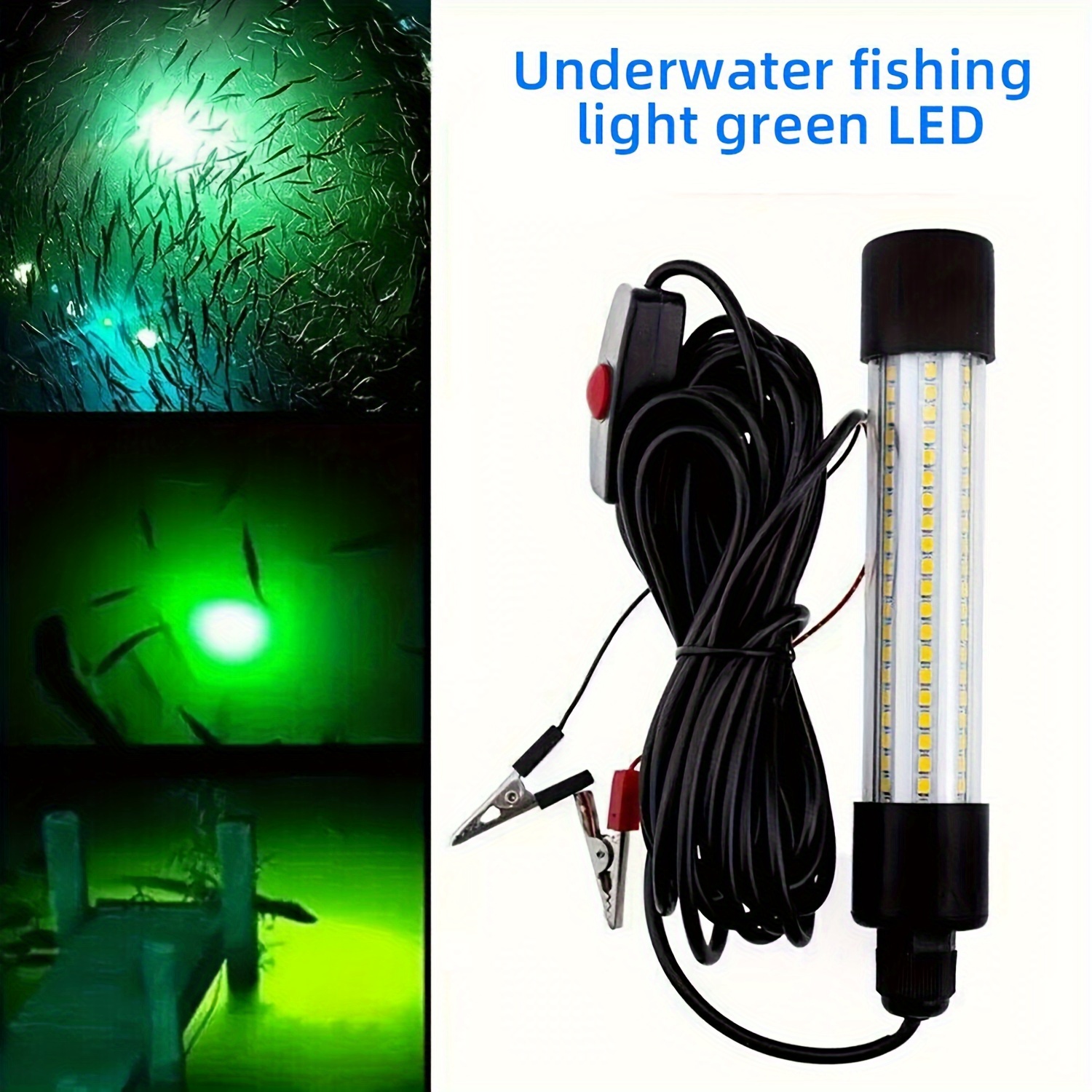 1200LM 12V LED Underwater Fishing Light Stick Squid Prawn Fish Attract Lamp