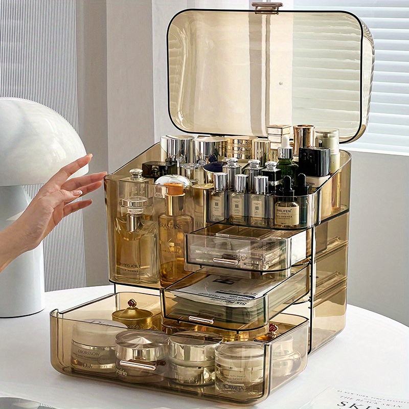 caja de plástico para maquillaje, caja organizadora de joyas, caja de  almacenamiento para maquillaje, caja de cosméticos para regalo de con  cajones (talla grande(blanco)-35.5*22*16cm)