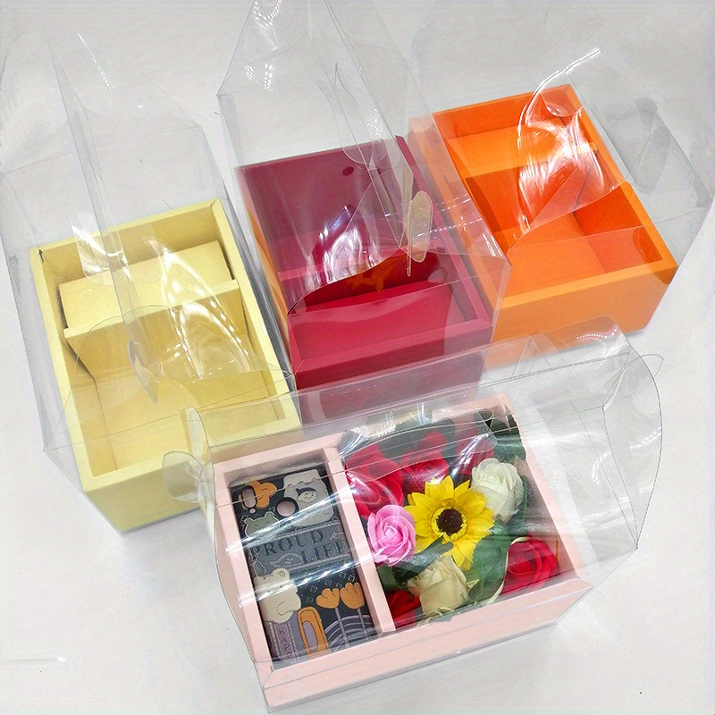 60 cajas de regalo transparentes para mascotas, caja de embalaje  transparente, caja de plástico para recuerdos, caja cuadrada para dulces,  caja de