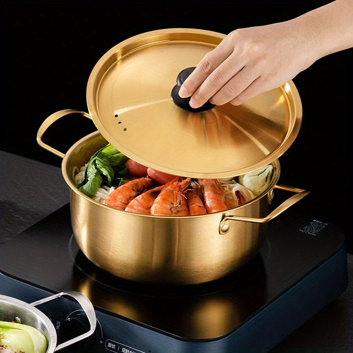 1pc Ramen Noodle Pot With Lid 7.09inch, Double Handle Ramen Cooking Pot For  Kitchen, Cookware