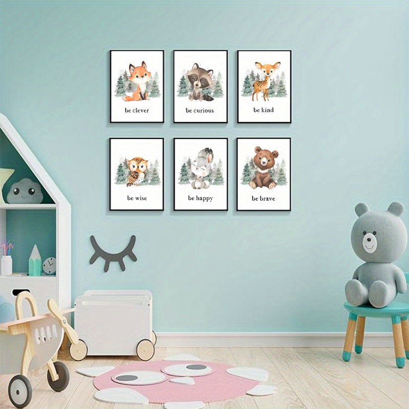 Canvas Poster Modern Art Cute Woodland Animal Canvas Wall Temu Portugal