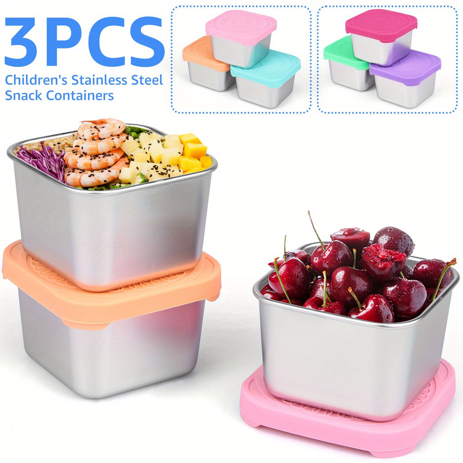 Stainless Steel Snack Box, Small Metal Food Storage Box With Silicone Lid,  Leakproof Snack Lunch Box For Teenagers And Workers At School, Canteen,  Back School, For Camping Picnic And Beach, Home Kitchen