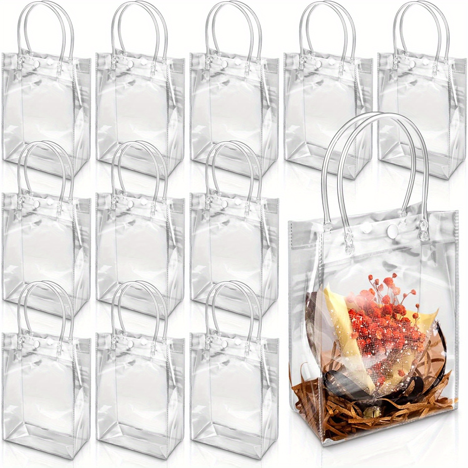 Clear Plastic Gift Bags With Handles Reusable Clear Pvc - Temu
