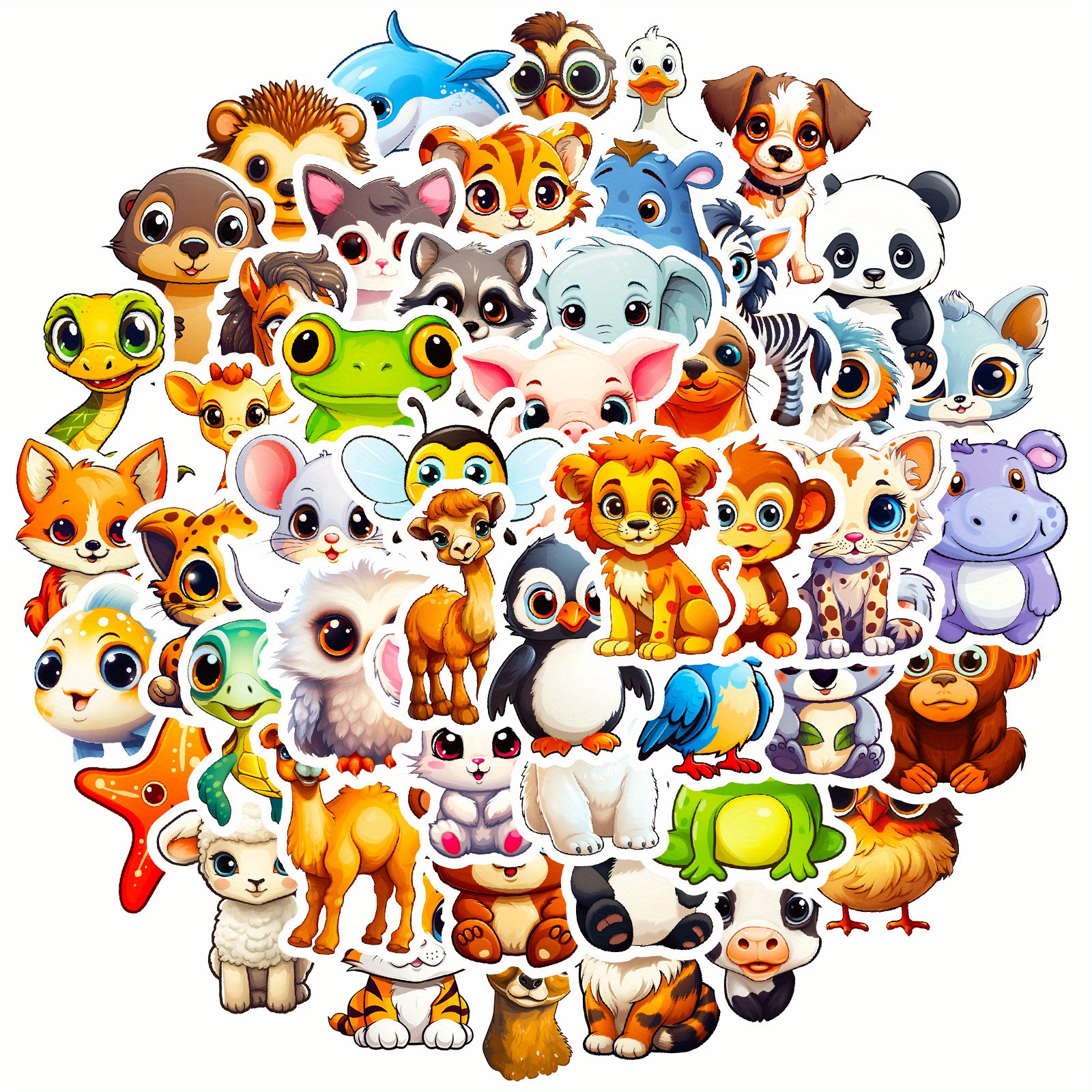 Image of 50pcs Huaiyuan Kawaii Animal & Declarks Doodle Stickers - Cute Anime Aesthetic Irregular Shape Suitable For Diy Crafts, Laptop, Water Bottle, Skateboard, Luggage - Multicolor Gift For &