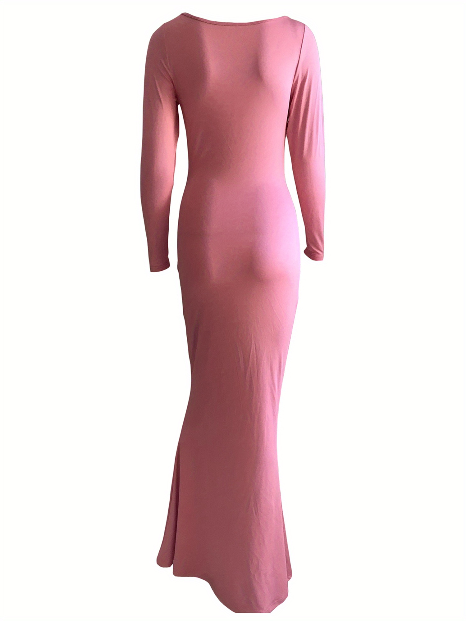 strapless open back dress Ruched Dress With Long Sleeve In Light Pink main image 0