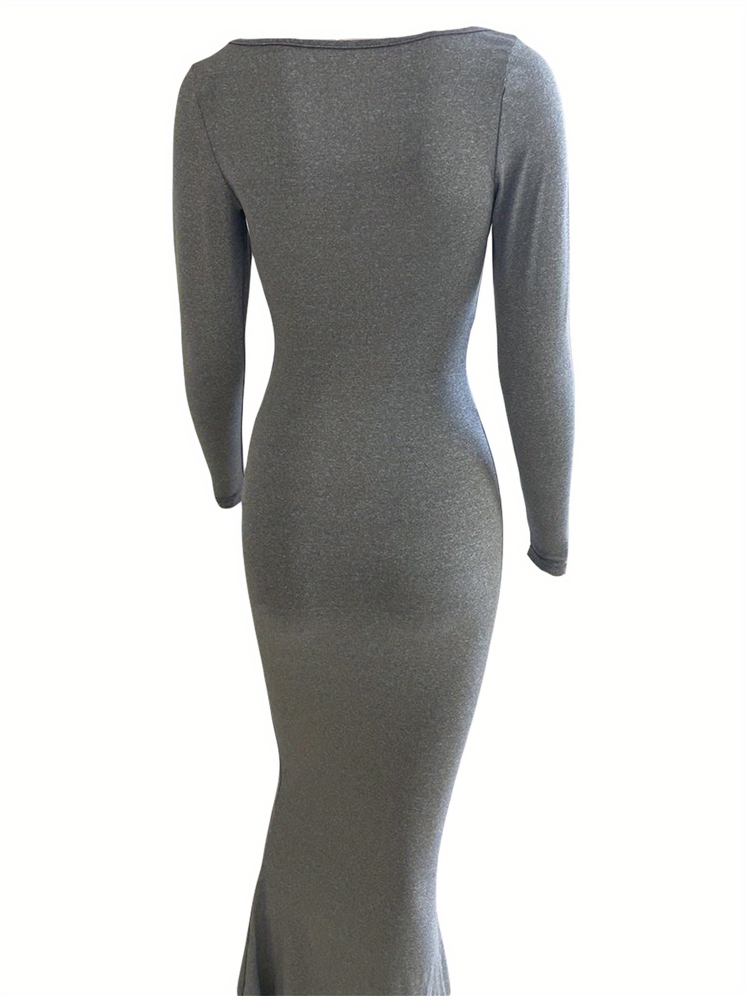 blue dress for baby girl Women's Grey Midi Dress Long Sleeve Bodycon main image 1
