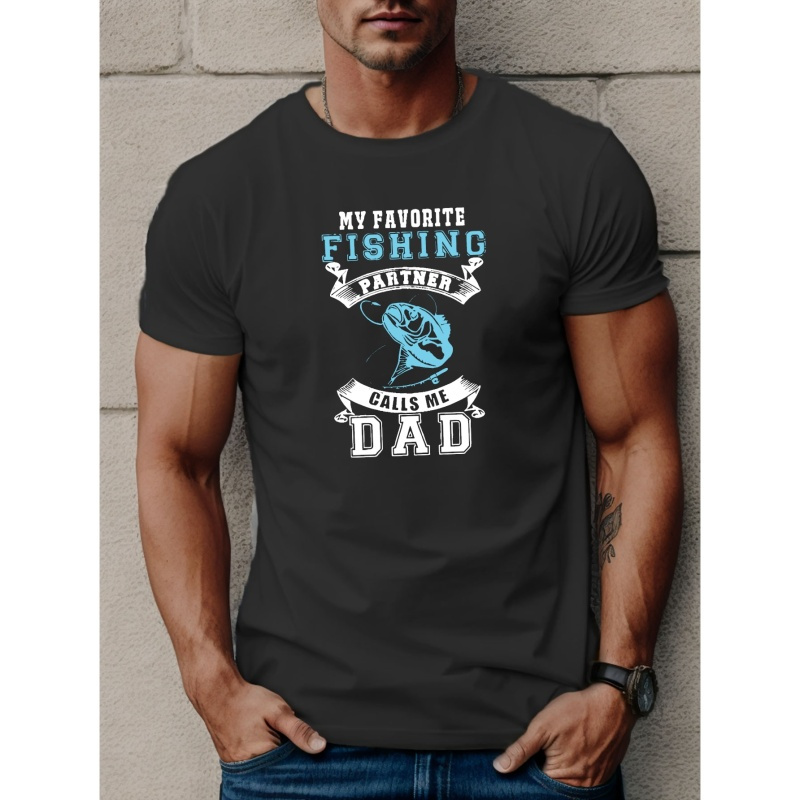 

''my Partner Calls Me Daddy'' Pattern Print Men's Short Sleeve Comfy T-shirt, Graphic Tee Men's Summer Clothes, Men's Clothing