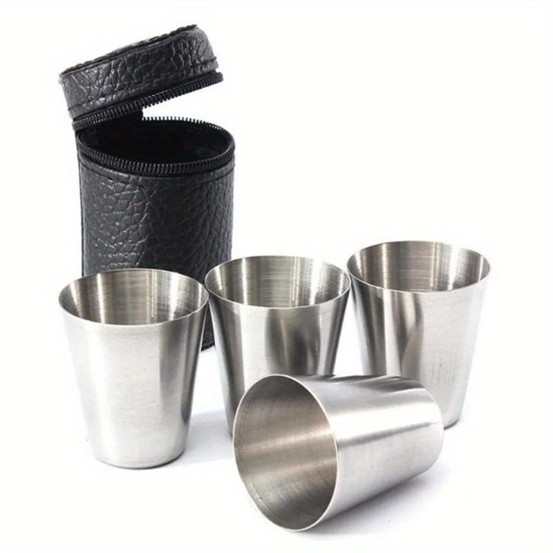 Stainless Steel Shot Glasses, 6pcs 70ml/2.5 oz Clear for Bar Restaurants Home - Silver