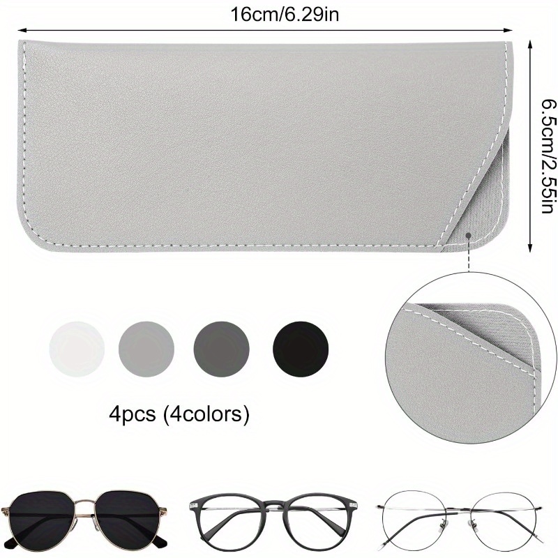 4 Stück Brillenetui Weich, 2,6 X 6,3 Zoll Leder Sonnenbrillenetui Tragbare  Schlanke Reise-Sicherheitsbrillenetui Für Männer Frauen, 4 Farben