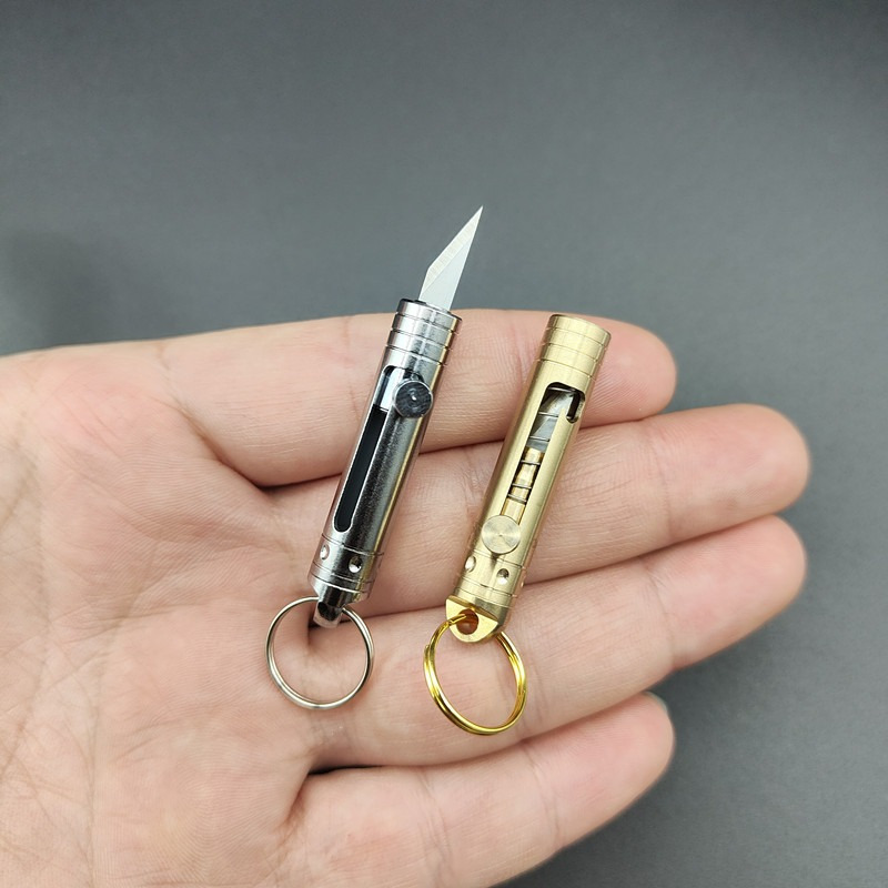 Brass Mini Knife Portable Sharp Detachable Express Unpacking Knife Personal  Defense Knife Key Chain Pendant Outdoor Knife