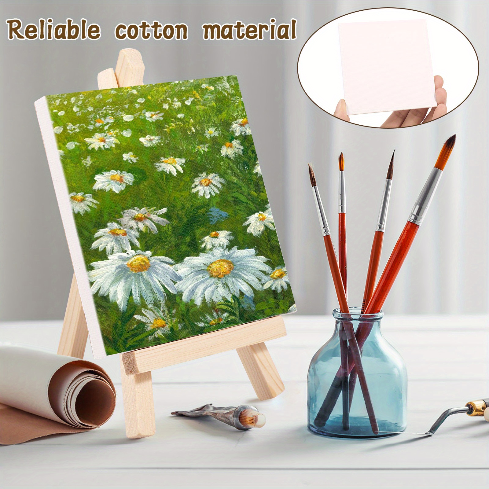 Mini Canvas And Easel Set Mini Canvas Panels Mini Wood Easels, Canvas Size  Is Easel Size 3.1 X 5.9, For Kidsdrawing, Oil Painting And Diy - Temu  Germany