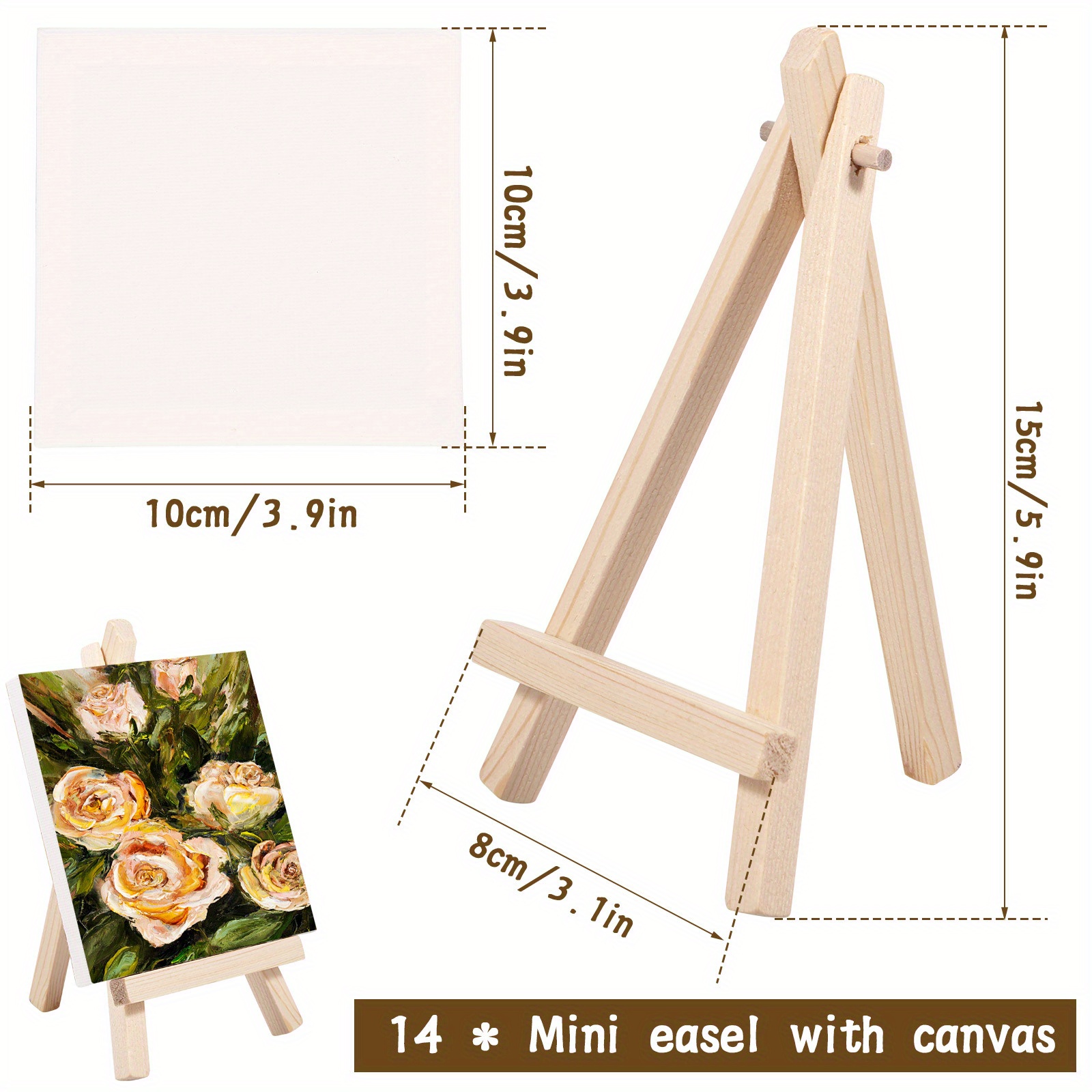 Mini Canvas And Easel Set Mini Canvas Panels Mini Wood Easels, Canvas Size  Is Easel Size 3.1 X 5.9, For Kidsdrawing, Oil Painting And Diy - Temu  Germany