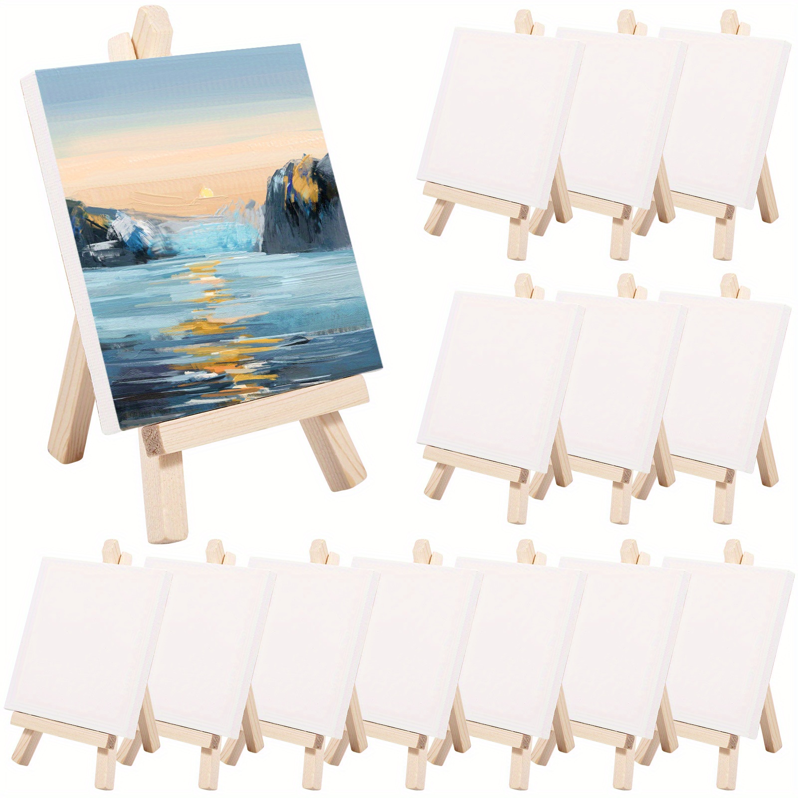 Mini Canvas And Easel Set Mini Canvas Panels Mini Wood Easels, Canvas Size  Is Easel Size 3.1 X 5.9, For Kidsdrawing, Oil Painting And Diy - Temu  Germany
