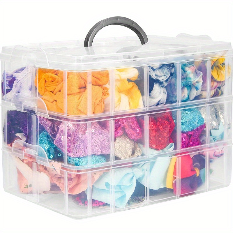 Stackable Plastic Toolbox Storage Compartment DIY Organiser Layer Clip Tray  Case