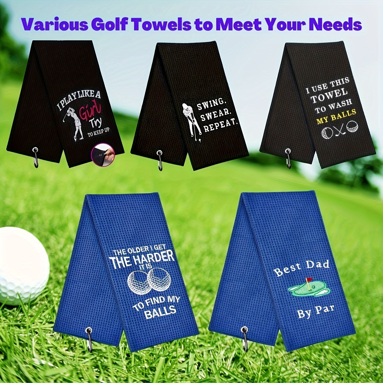 Funny Golf Towel with Clip for Women