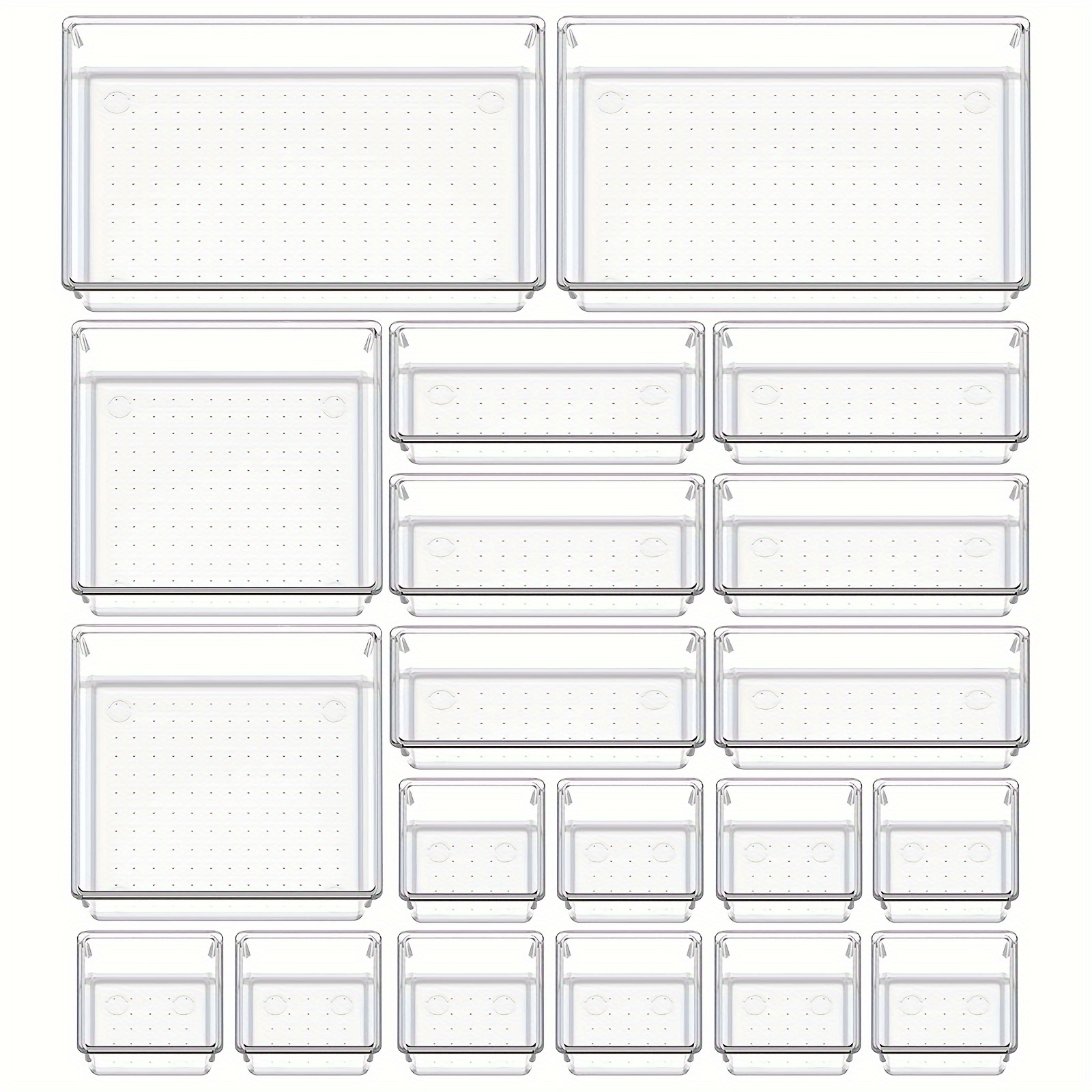 Chris.W Clear Plastic Drawer Organizer Tray for Vanity Cabinet, Set of 5  Storage Tray for Makeup, Kitchen Utensils, Jewelries, Medicine, Pens, and