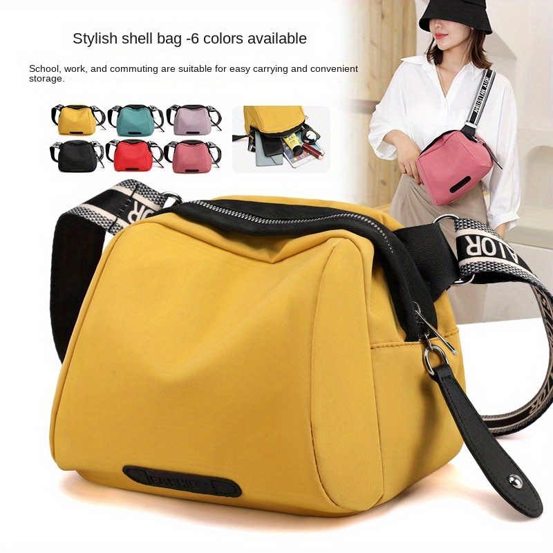 

Letter Detail Crossbody Bag, Fashion Nylon Purse, Casual Shoulder Bag With Zipper Pocket