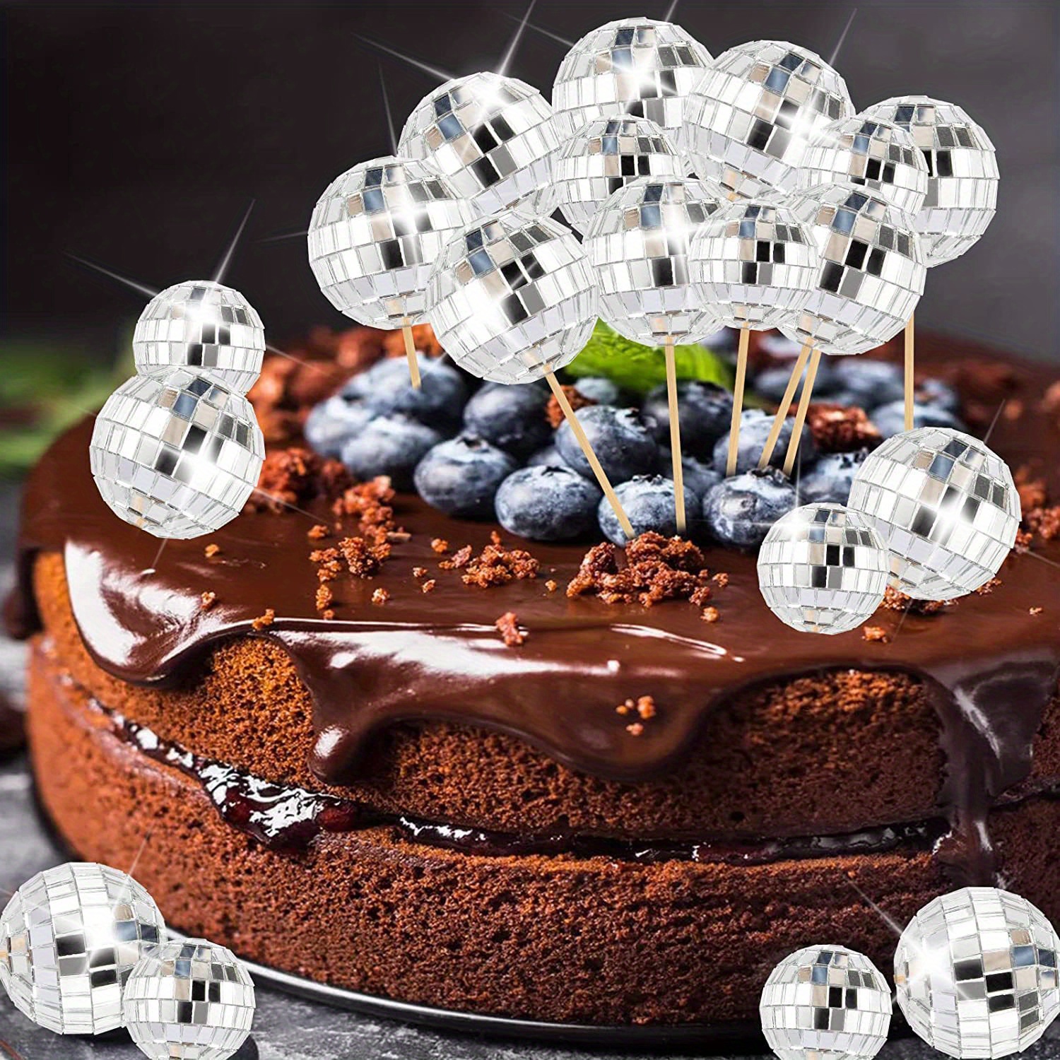 Décoration de gâteau d'anniversaire en forme de boule de mousse,  accessoires de dessert, fournitures de