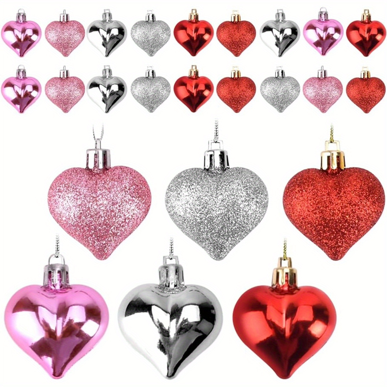 Valentines Day Decor Heart Shaped Ornaments Glossy And - Temu