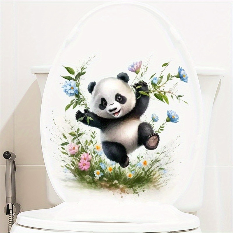 Creative Lazy Panda Wall Sticker Bathroom Toilet Sticker - Temu