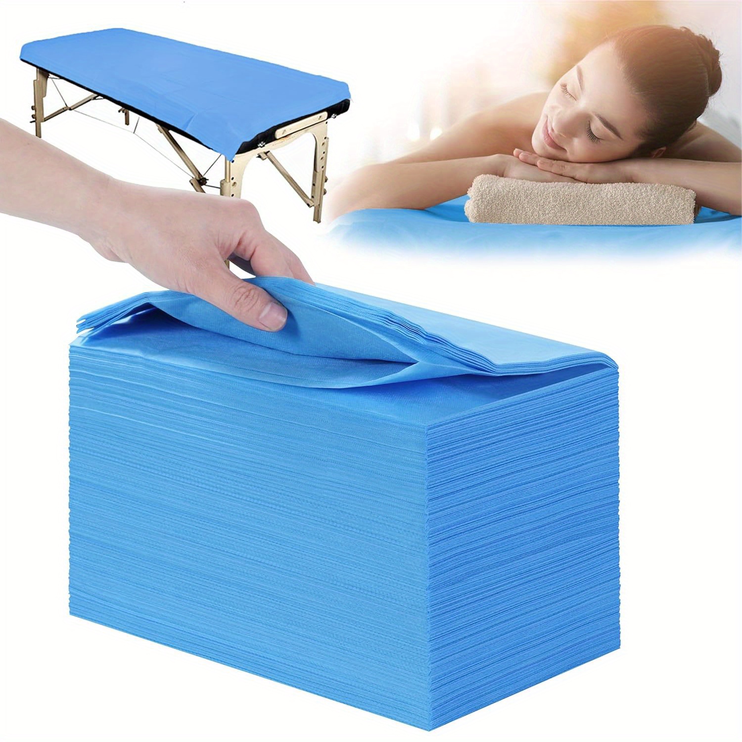 

100pcs Massage Table Sheets, Disposable Non Woven Spa Bed Cover Breathable Polypropylene Fabric, Not Waterproof