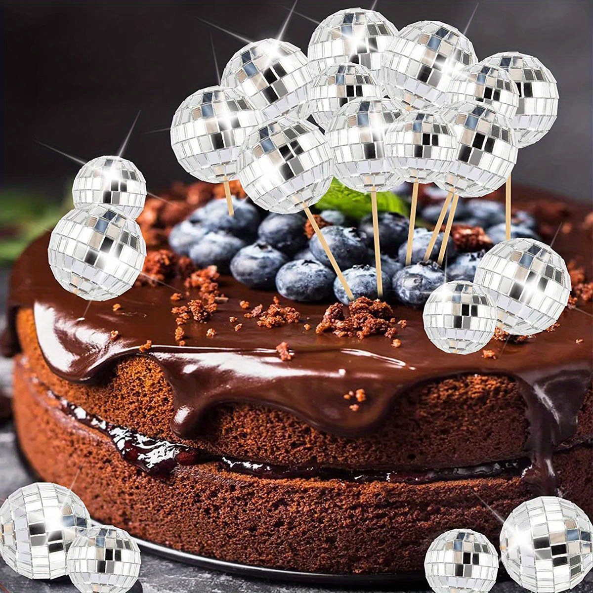 

10pcs, Mirror Ball Cake Decor, Cake Toppers, Cupcake Toppers, Birthday/wedding Party Cupcake Decor, Baking Decor Supplies, Party Supplies Favors, Birthday/wedding Diy Decor