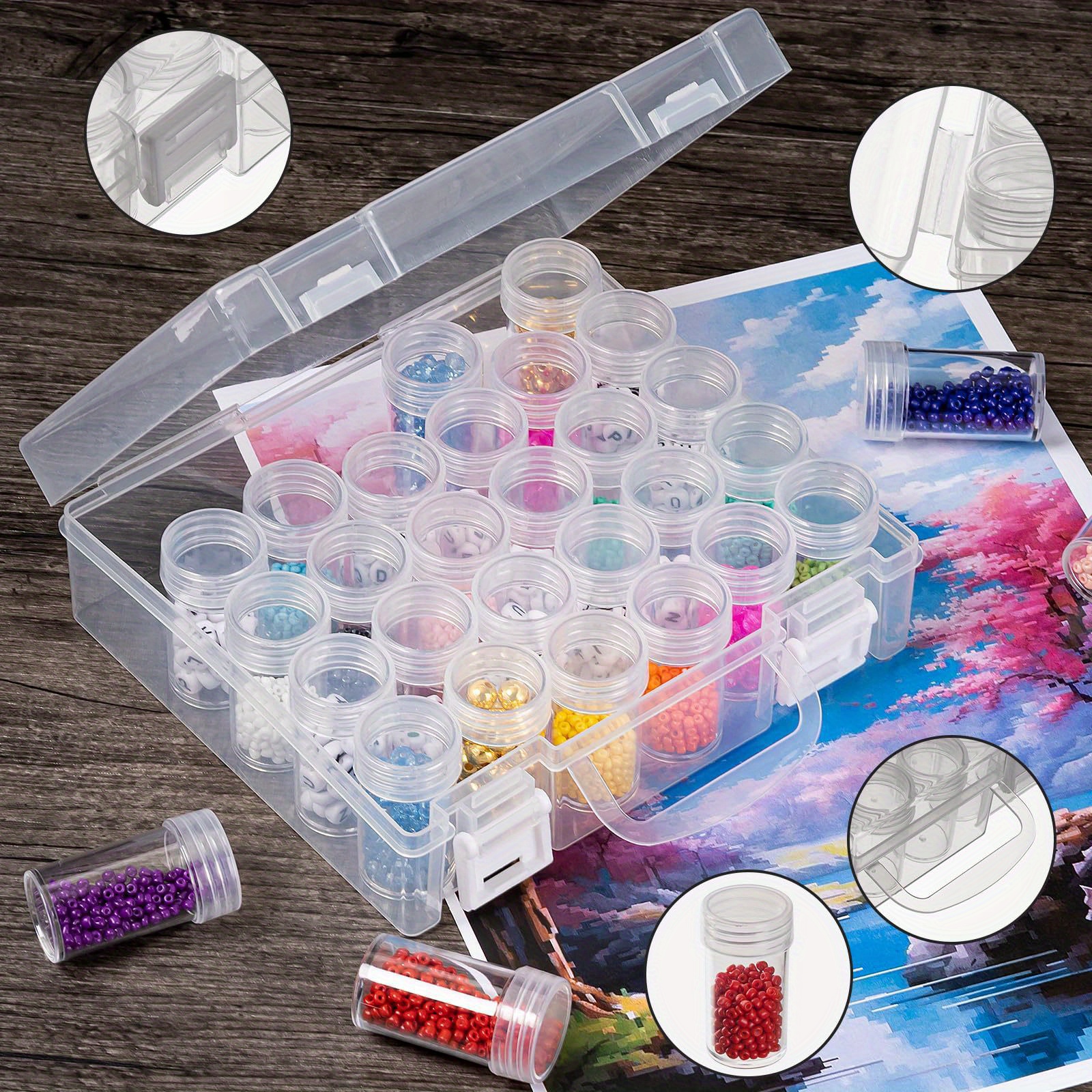 Beads Plastic Storage Box Stickers Detachable Divider - Temu