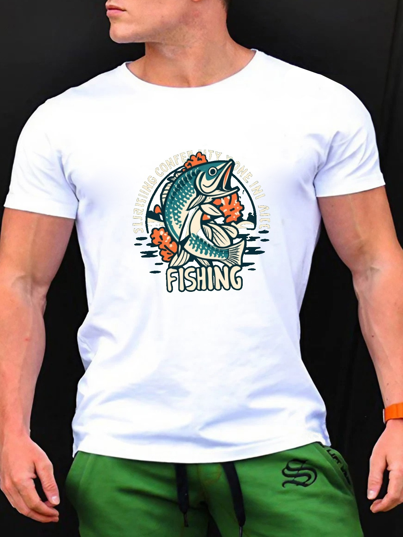 Patrón Pesca Impresión Camiseta Cómoda Manga Corta Hombres - Temu